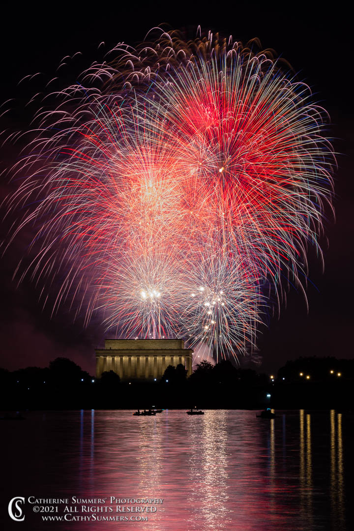 The Finale - Fourth of July Fireworks Over the Lincoln Memorial and Washington Monument Reflected in the Potomac River