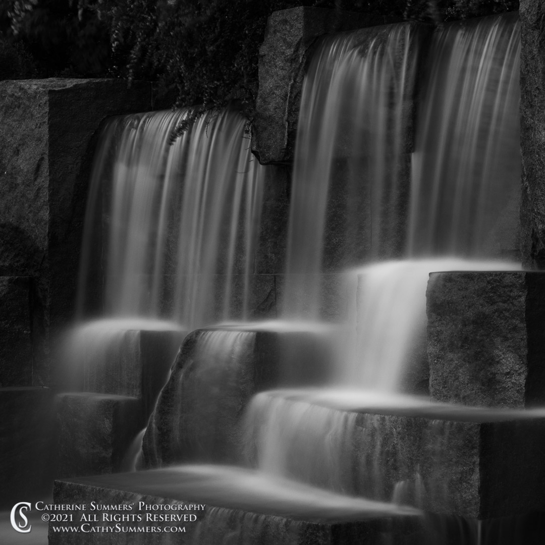 Waterfall at the Franklin Delano Roosevelt Memorial - Black & White