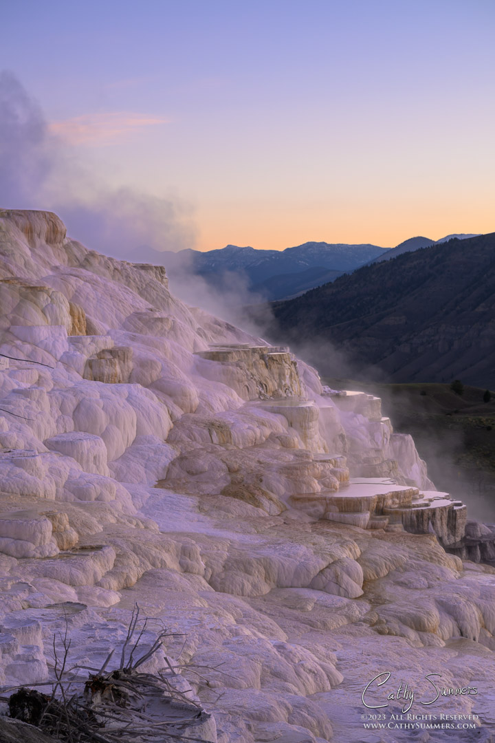 Autumn Dawn at Canary Spring, Mammoth Hot Springs, Yellowstone National Park