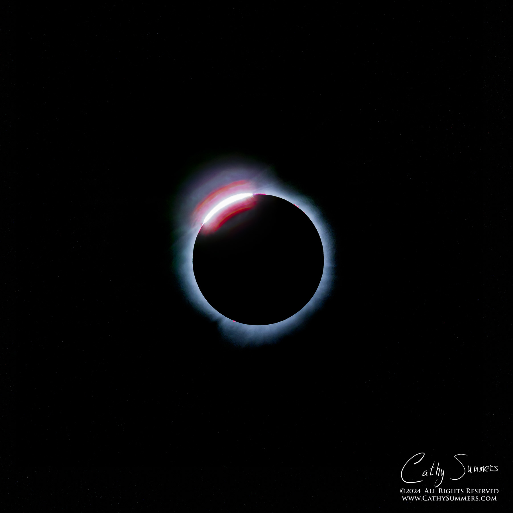 Diamond Ring During the 2024 Solar Eclipse as Totality Begins