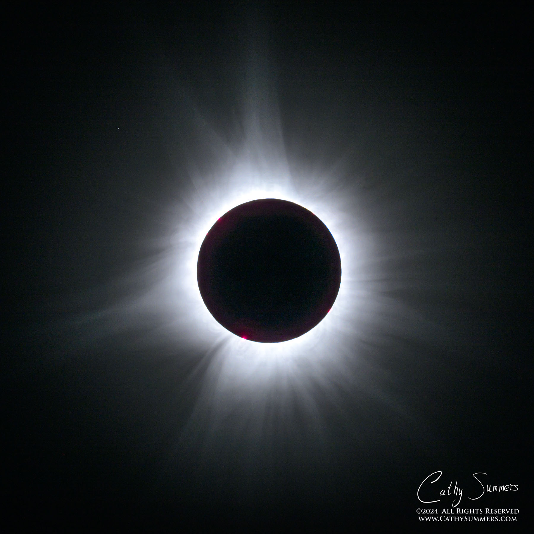 Corona and Solar Prominences During Totality - 2024 Solar Eclipse