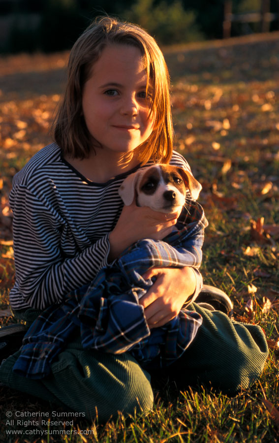 JAS_Cajun_01: vertical, autumn, portraits, girl, puppy