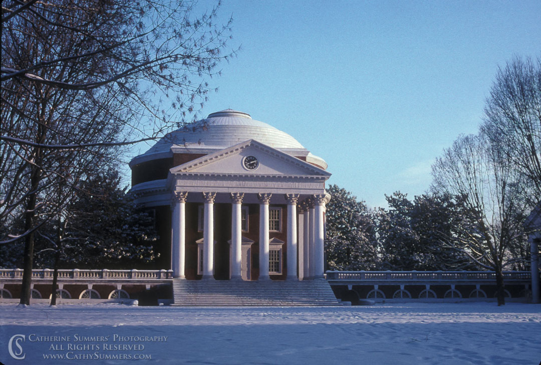 UVA_1989_002: horizontal, winter, snow, rotunda, University of Virginia, UVA
