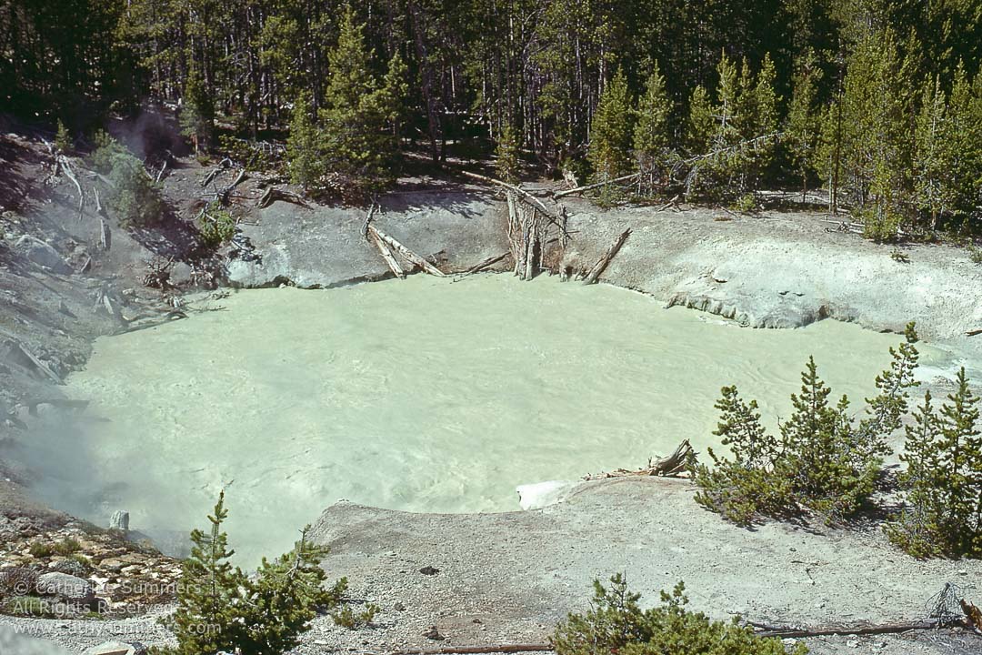Mud Pot near the Firehole River: Yellowstone National Park 1979_05_019: horizontal, Firehole River, Yellowstone National Park, mud pots, landscape