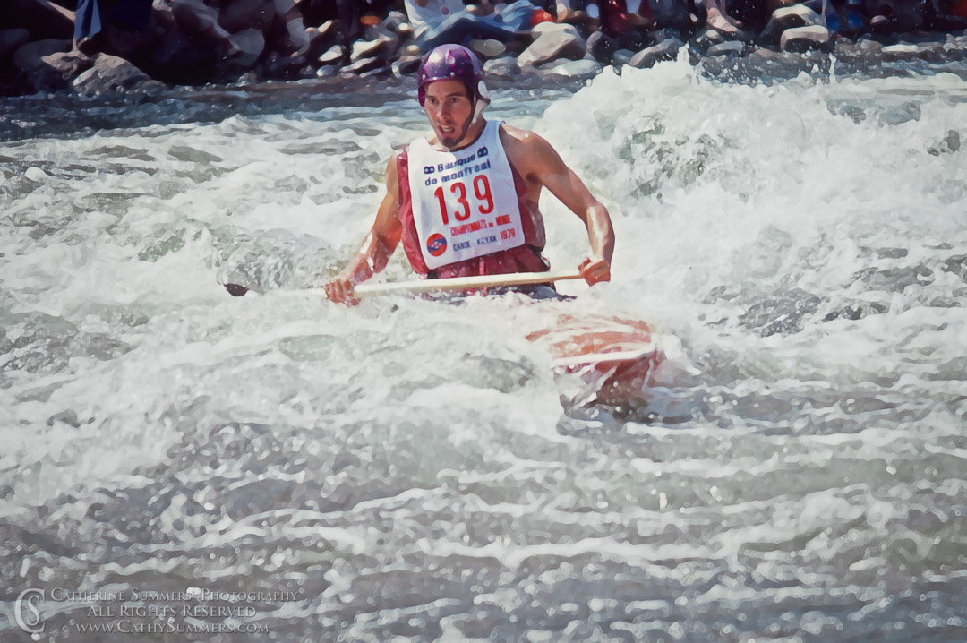Ron Lugbill - C1 Slalom Racer at 1979 Whitewater World Championships - Dry Brush Effect