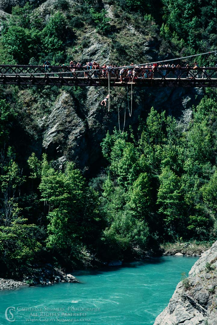 1988_NZ_009: vertical, New Zealand, South Island, bungee jumping, Queenstown