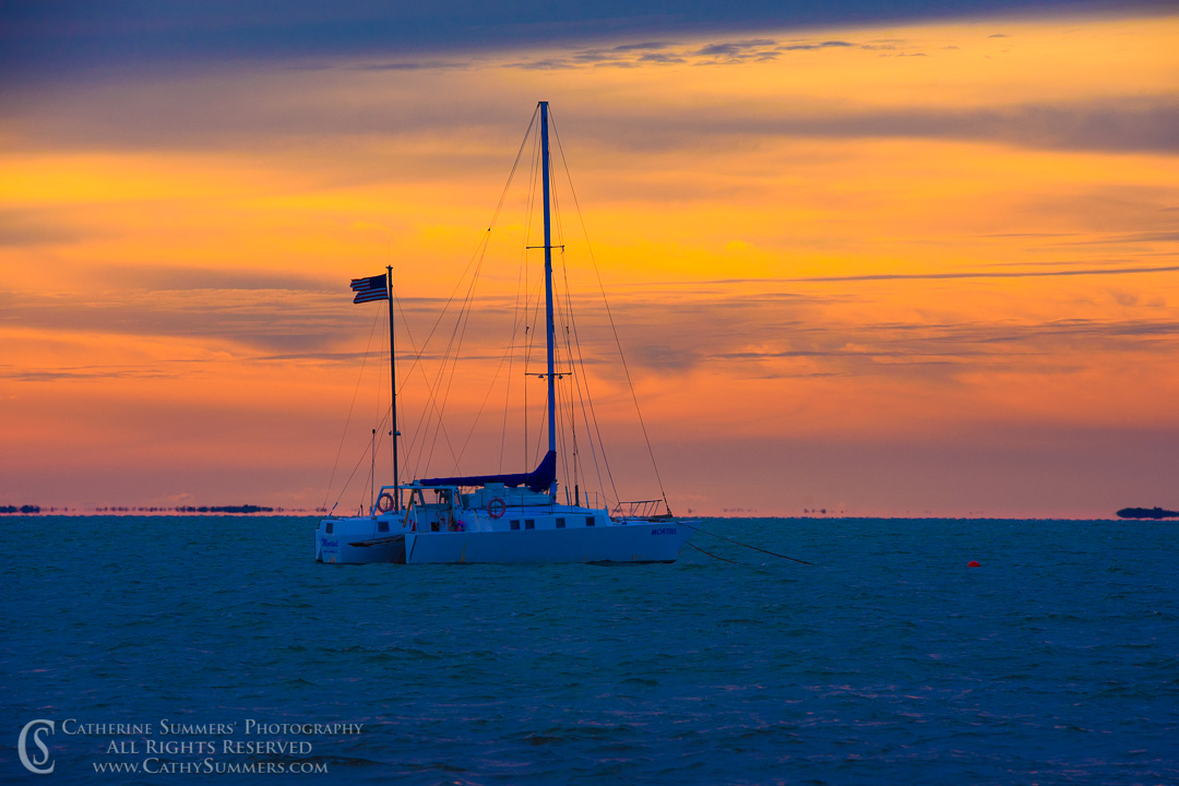 Sailboat at Sunset in Key Largo - Oil Paint Effect