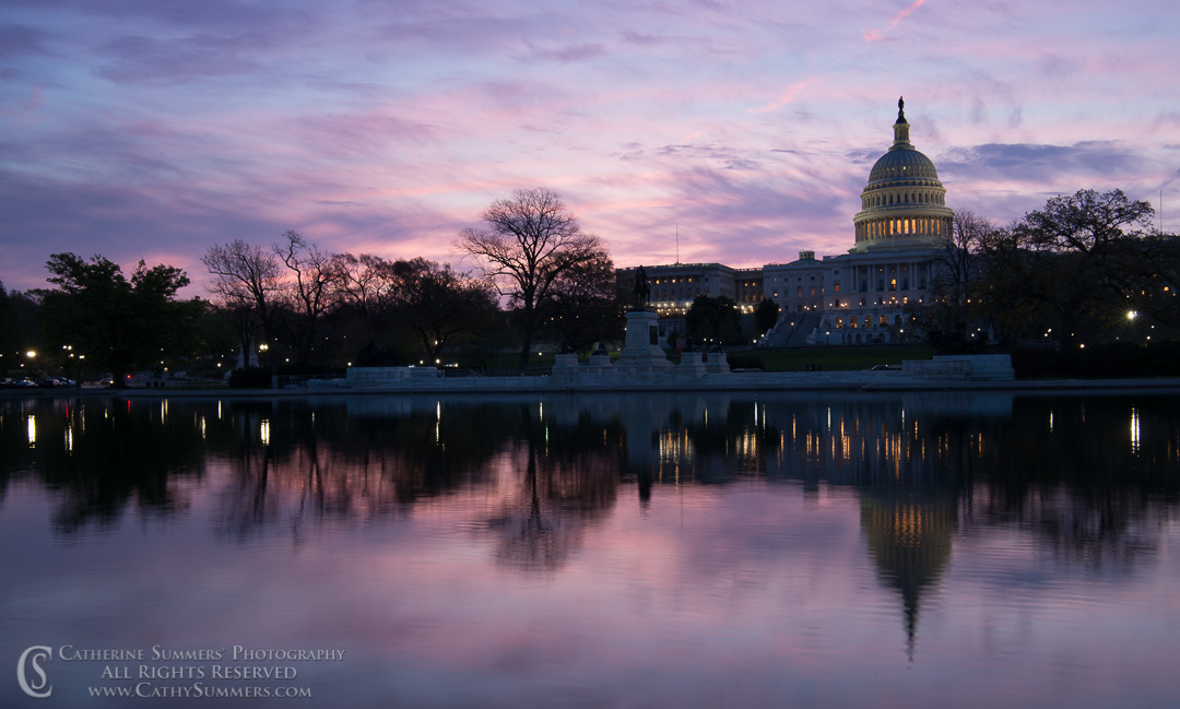 US Capitol and Reflection at Dawn: Washington, DC