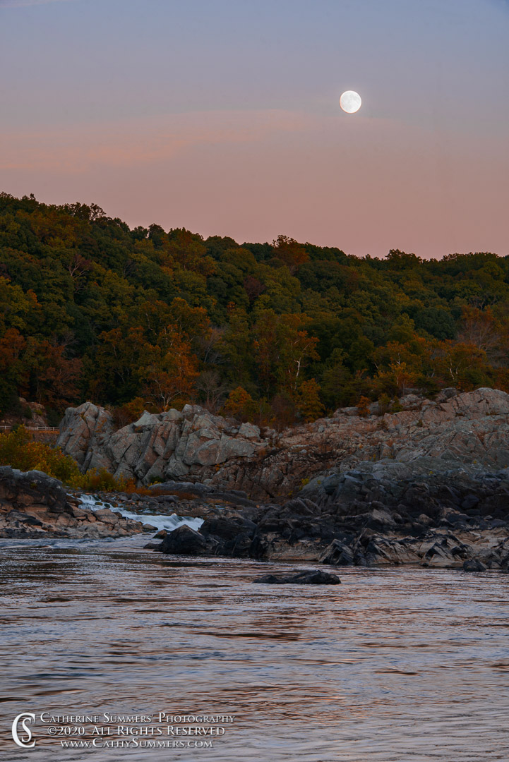 Full Moon Over the Potomac River  at Great Falls Late on an Early Autumn Evening