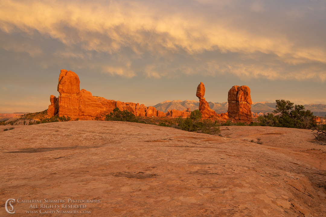 Sunset and Clouds at Balanced Rock: Arches National Park