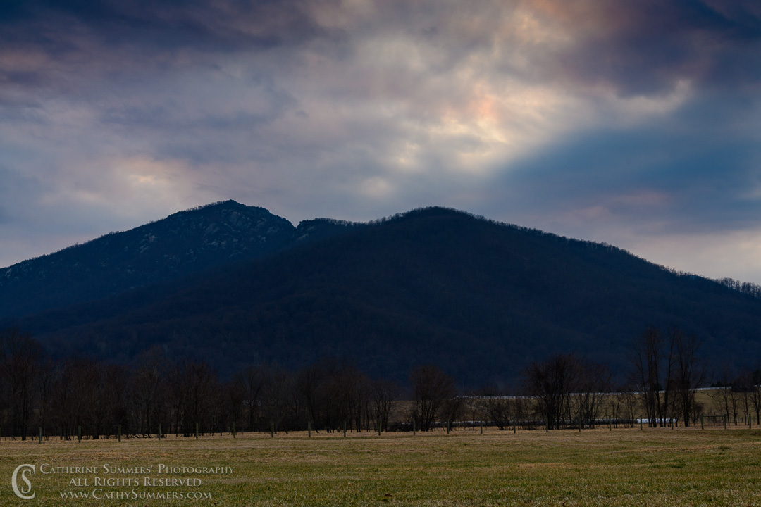 Muted Winter Sunset over Old Rag - Partial Pencil Effect