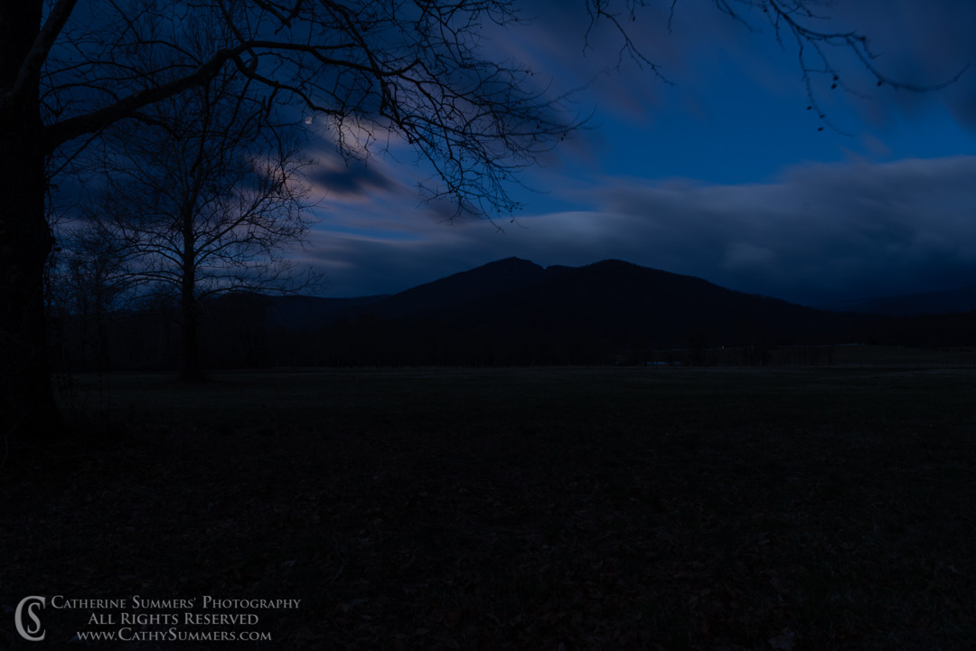 20190322_013: clouds, horizontal, moon, Blue Ridge Mountains, Old Rag, landscape