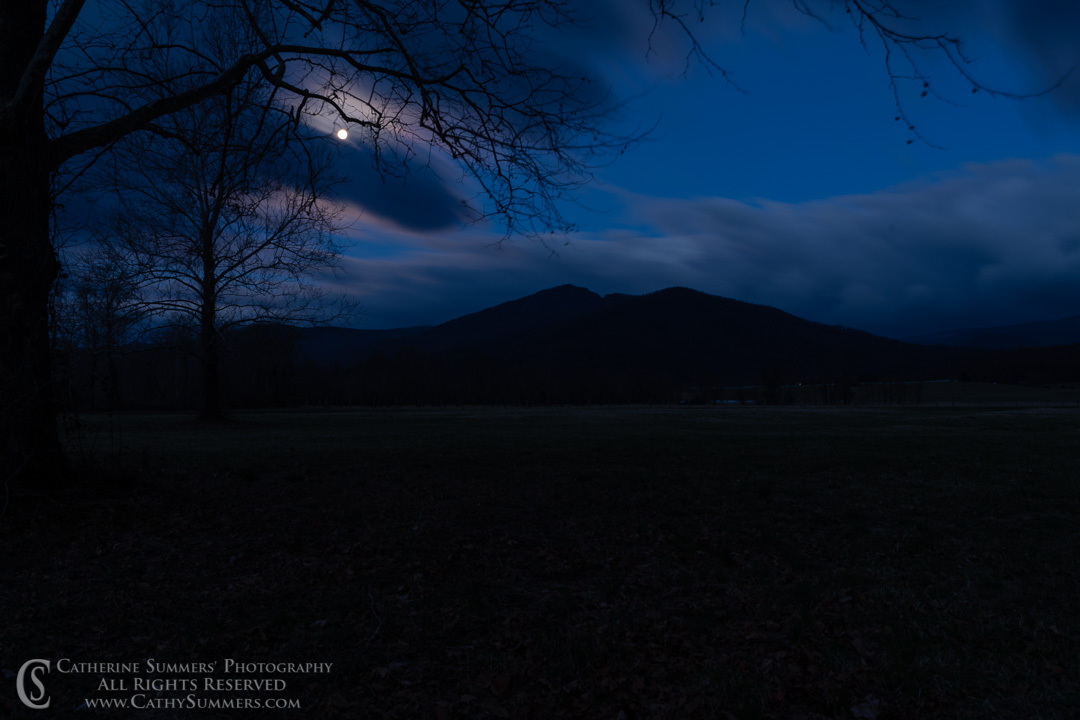 20190322_014: clouds, horizontal, moon, Blue Ridge Mountains, Old Rag, landscape