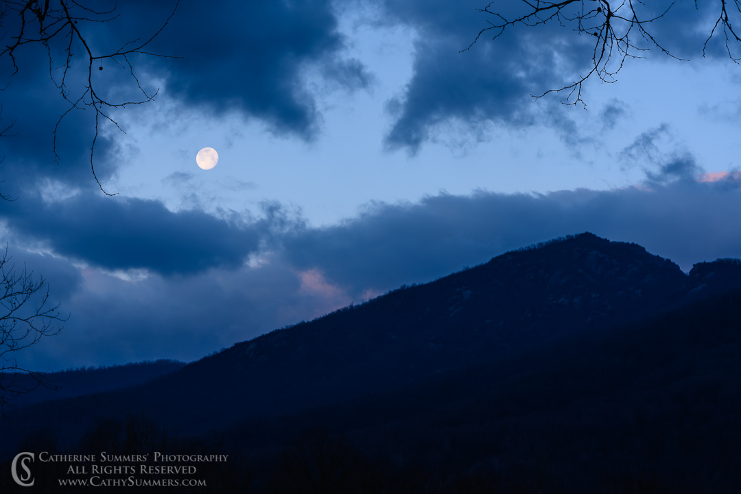 20190322_034: clouds, horizontal, moon, Blue Ridge Mountains, Old Rag, landscape