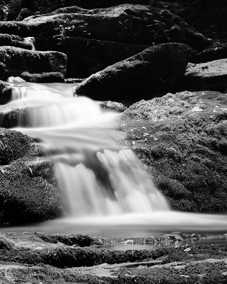 Long exposure with a 10 stop neutral density filter in midday sun to get very dark shadows. - B&W
