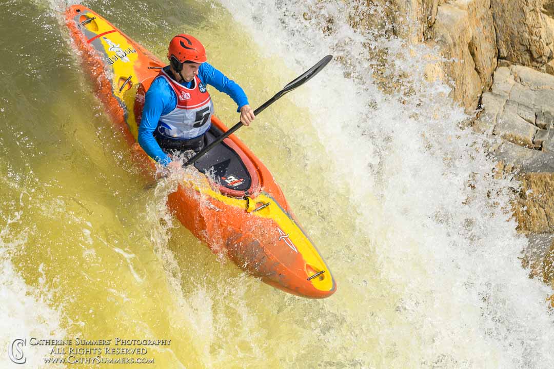 20190817_288: horizontal, Great Falls, waterfall, whitewater, kayaking, Potomac River, downriver, landscape, race, The Spout, Michael McWhirter