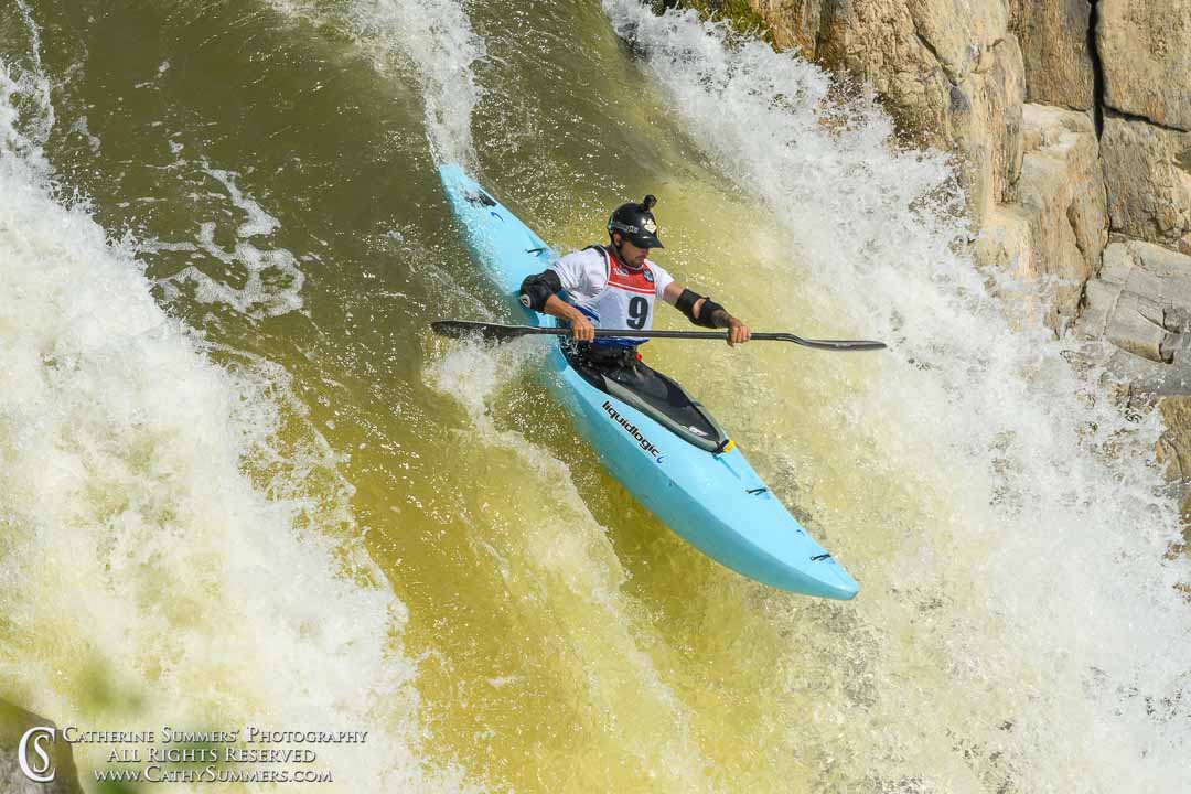 20190817_305: horizontal, Great Falls, waterfall, whitewater, kayaking, Potomac River, downriver, landscape, race, The Spout, Marcelo Galizio