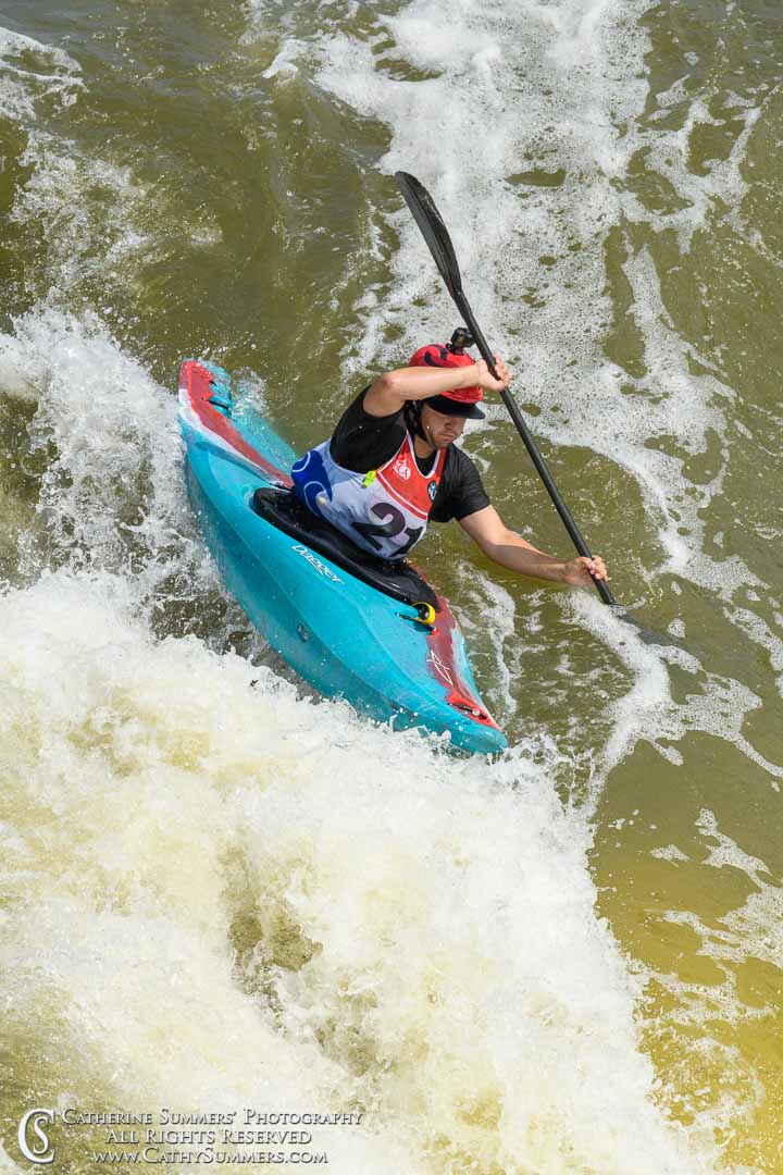 20190817_339: vertical, Great Falls, waterfall, whitewater, kayaking, Potomac River, downriver, race, Hunter Cooper