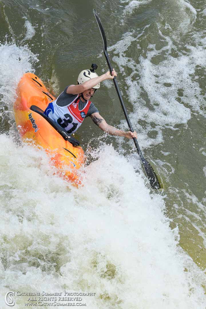 20190817_387: vertical, Great Falls, waterfall, whitewater, kayaking, Potomac River, downriver, race, Erin Savage