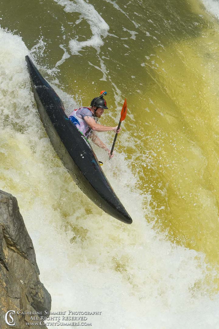 20190817_597: vertical, Great Falls, waterfall, whitewater, kayaking, Potomac River, downriver, race, Bobby Miller