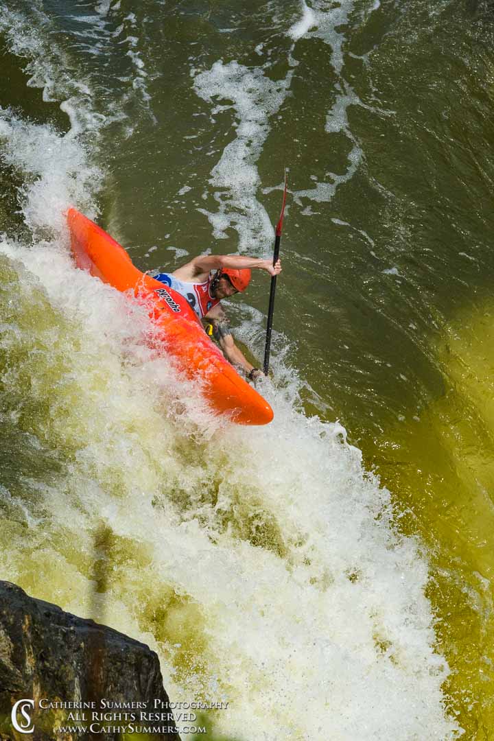 20190817_782: vertical, Great Falls, waterfall, whitewater, kayaking, Potomac River, downriver, race, Mike Connolly