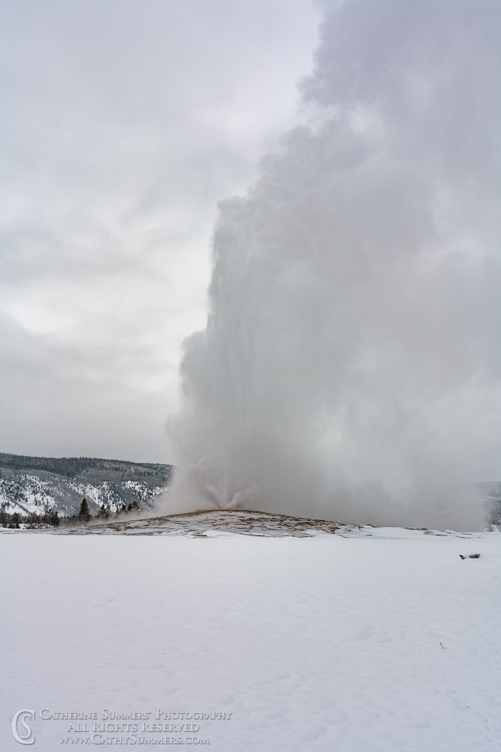 20191231_027: vertical, winter, snow, geyser, Old Faithful