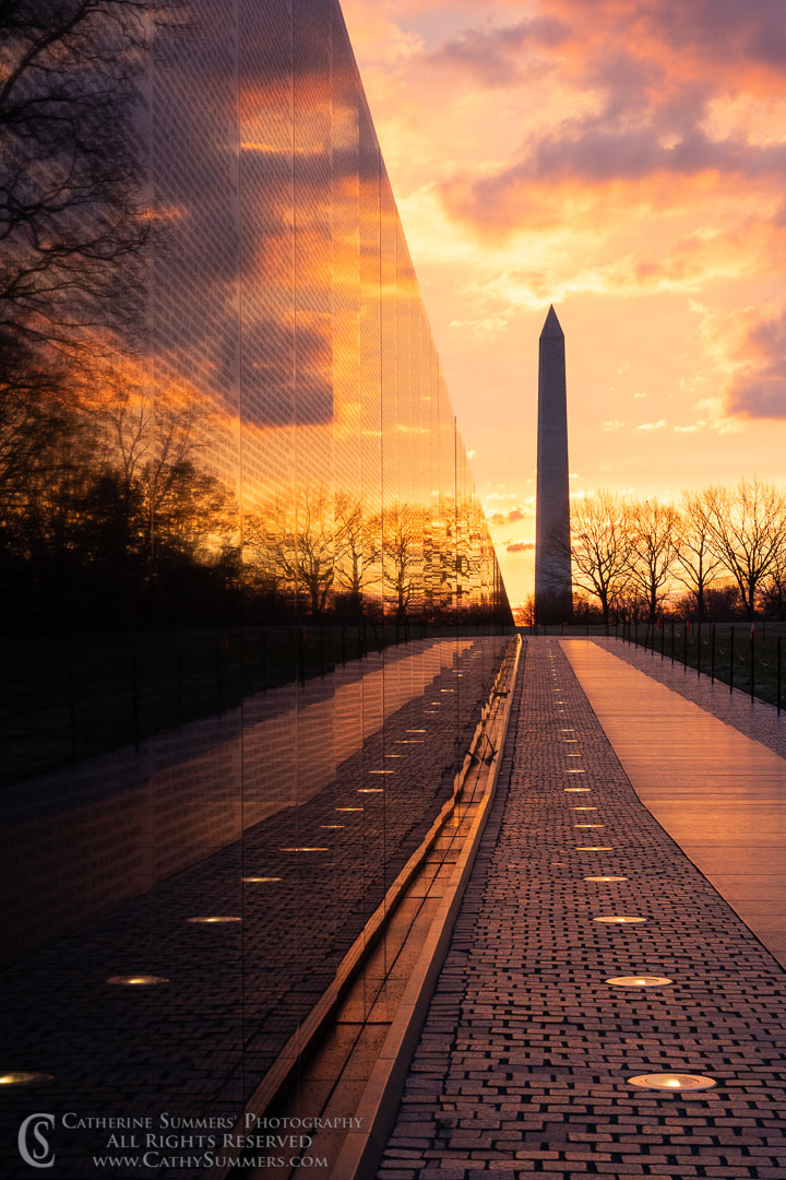 The Wall and Washington Monument at Sunrise on a Winter Morning