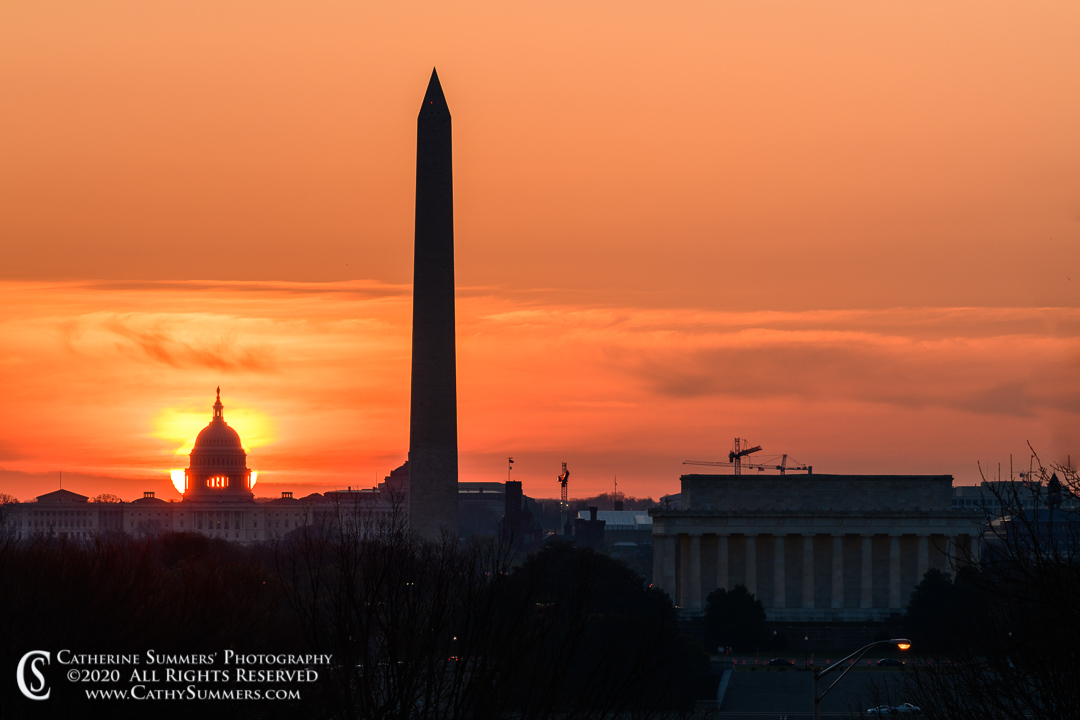 20200318_015: Washington Monument, Lincoln Memorial, US Capitol, sunrise