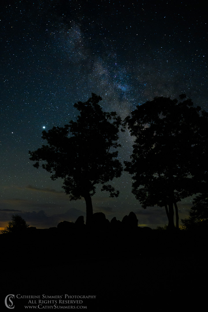 The Milky Way, Saturn and Jupiter from the Hazel Mountain Overlook on Skyline Drive on a Summer Night in Shenandoah National Park