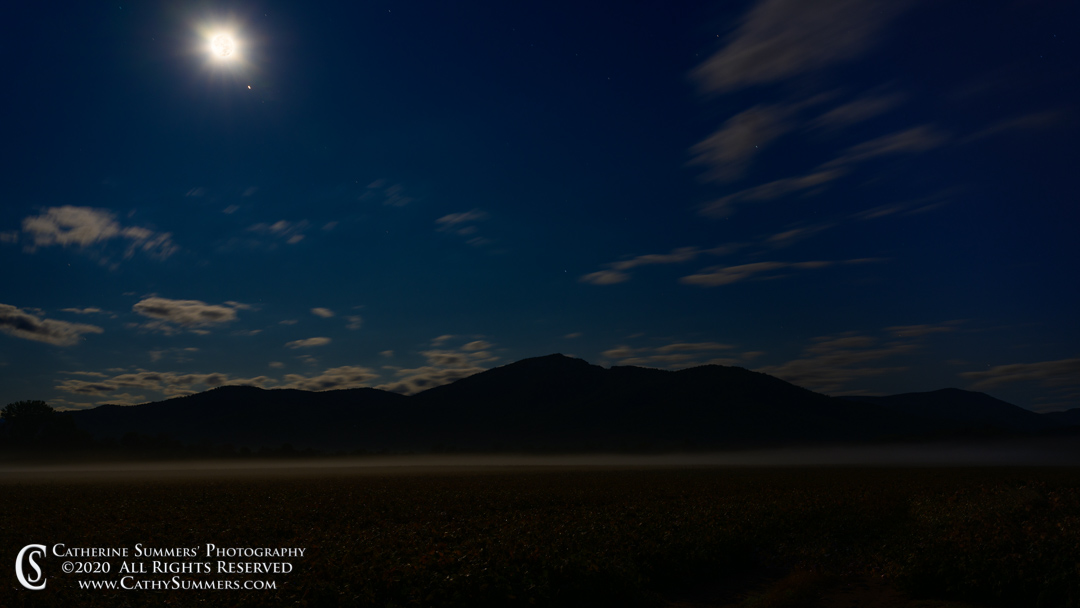 Full Moon in the Twilight Sky Before Dawn at the Foot of Old Rag on an Early October Morning