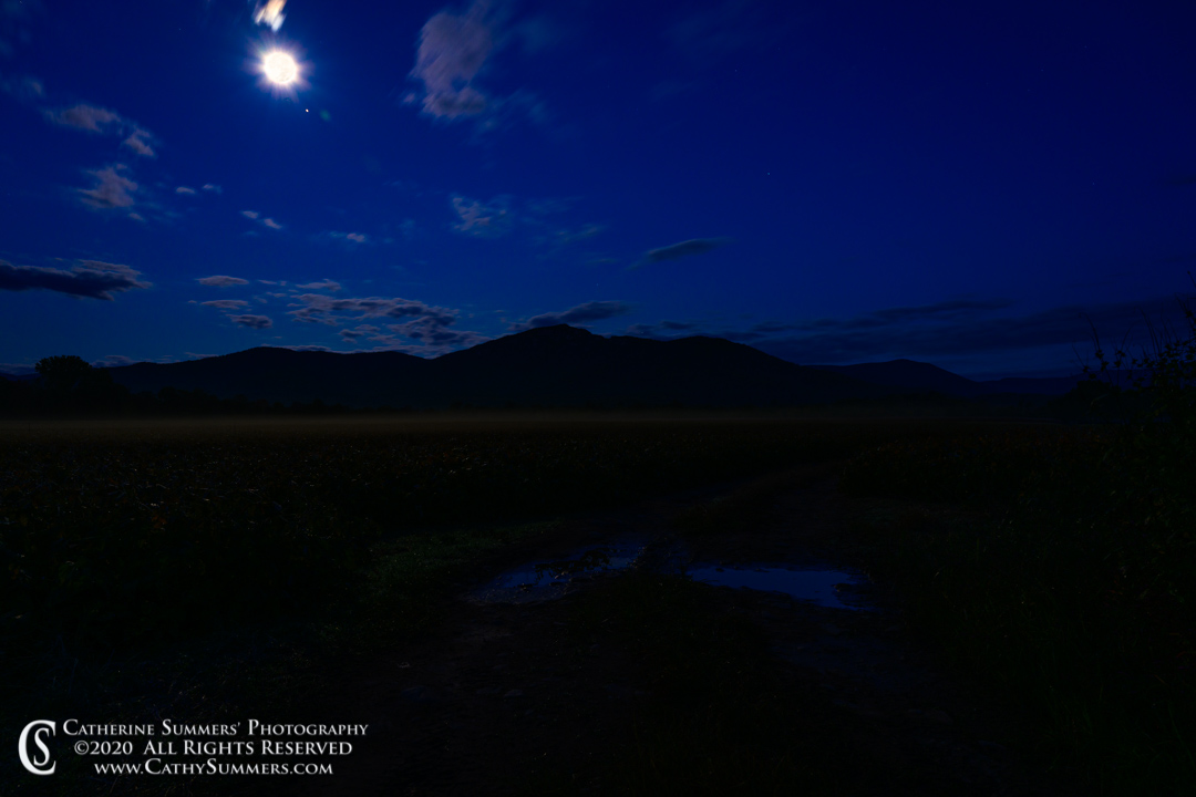 Full Moon in the Twilight Sky Before Dawn at the Foot of Old Rag on an Early October Morning