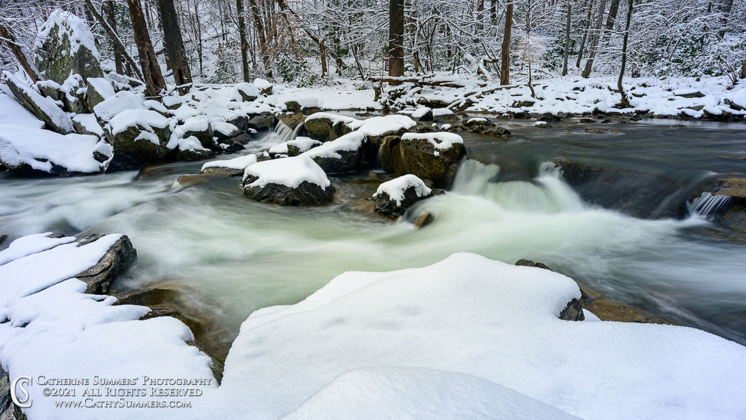 Along Difficult Run on a Snowy Winter Morning 20210202_040: horizontal, winter, snow, stream, river, water, Difficult Run