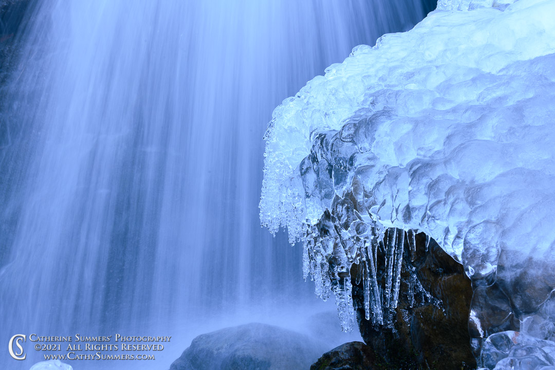 20210308_109: horizontal, waterfall, winter, Shenandoah National Park, stream, ice, Blue Ridge Mountains, water, long exposure, Dark Hollow Falls