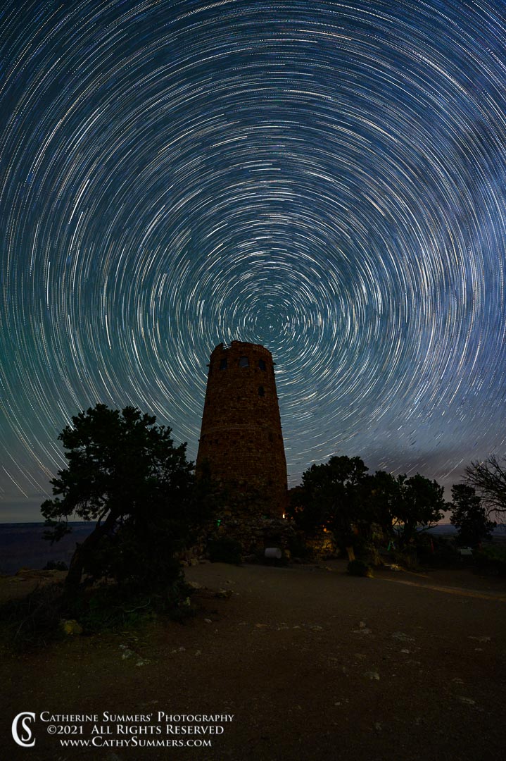 Star Trails Over Desert View Watchtower - Grand Canyon National Park