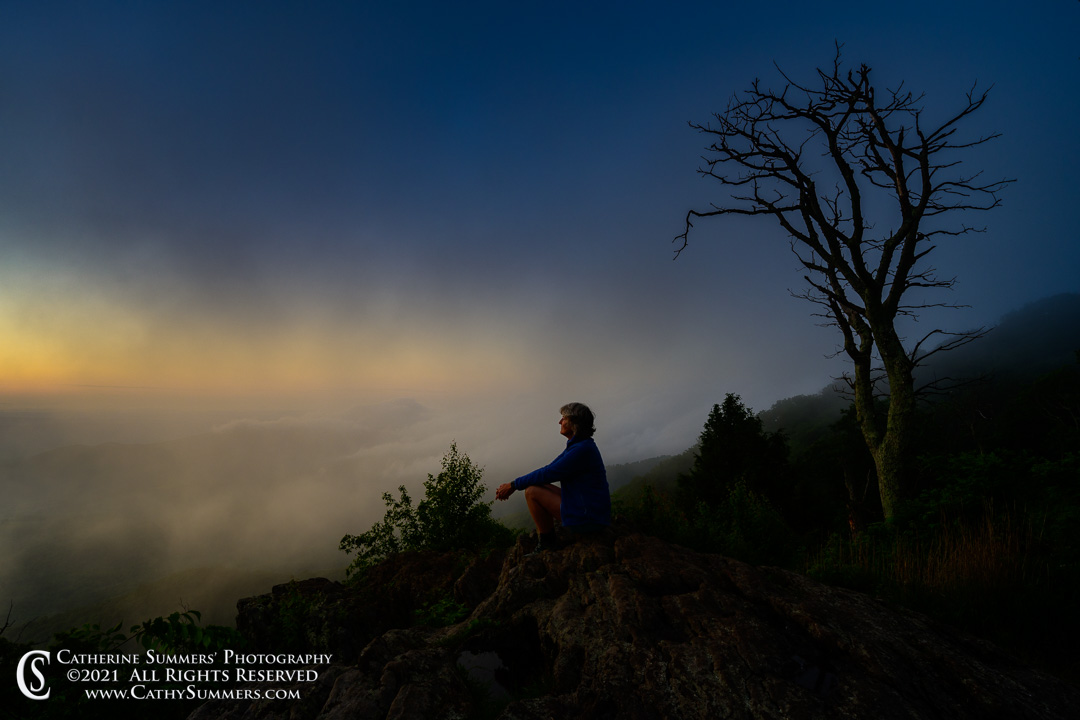 Sunset Over the Shenandoah Valley Through Thin Clouds on the Blue Ridge Mountains in Shenandoah National Park