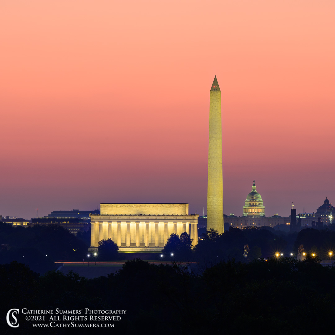 washington, dc, dawn, Washington Monument, Lincoln Memorial, US Capitol