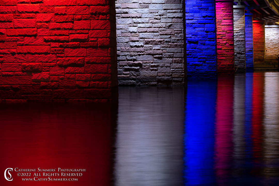 red, white, blue, july fourth, 4th of july, Independence day, bridge, stone, reflections