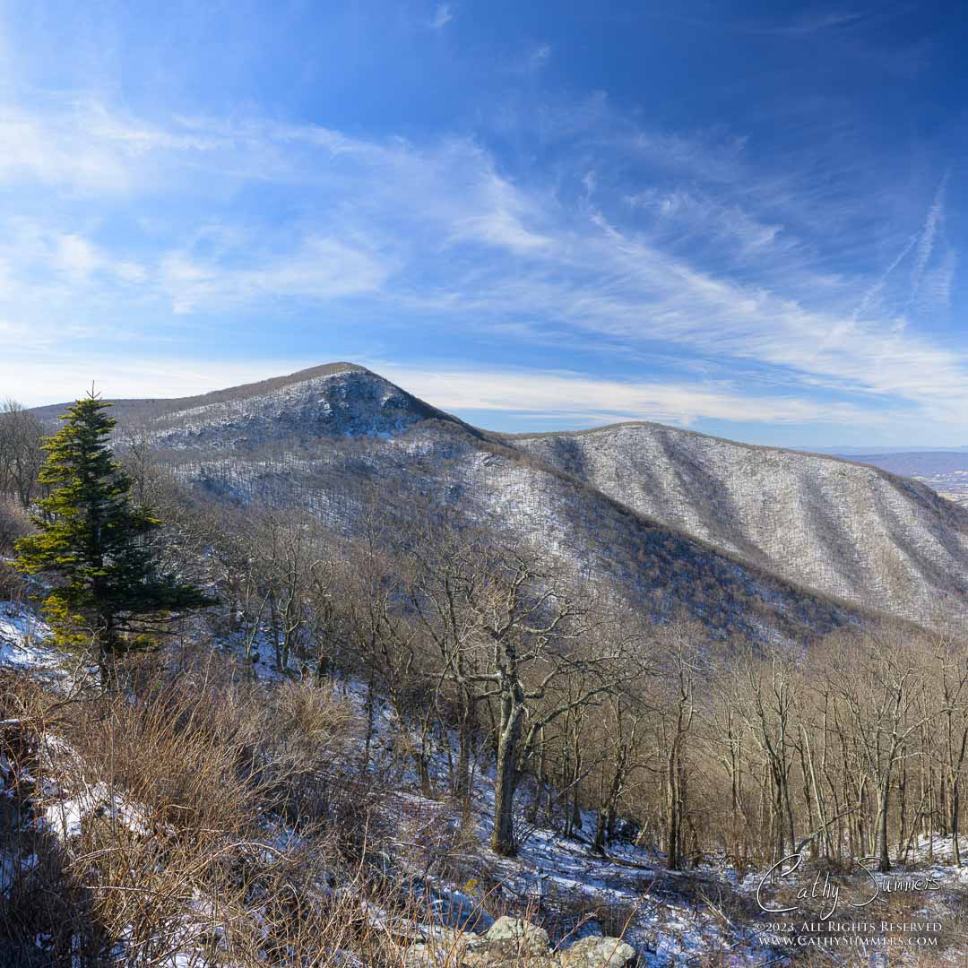 20230204_NZ94729: clouds, winter, snow, square, Shenandoah National Park, Blue Ridge Mountains, Skyline Drive, Crescent Rock, Hawksbill