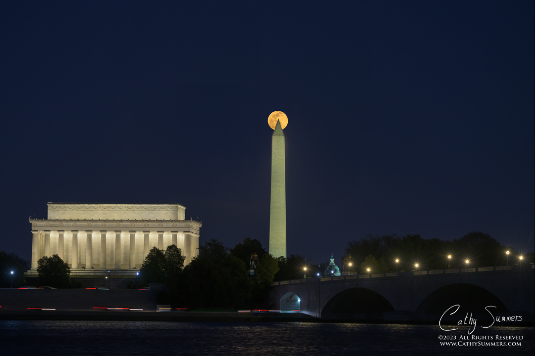 Full Moon and Washington Monument