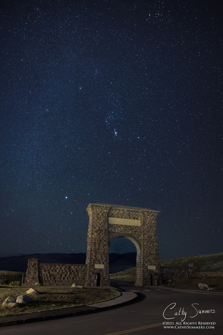 Orion Over the Roosevelt Arch - Yellowstone National Park