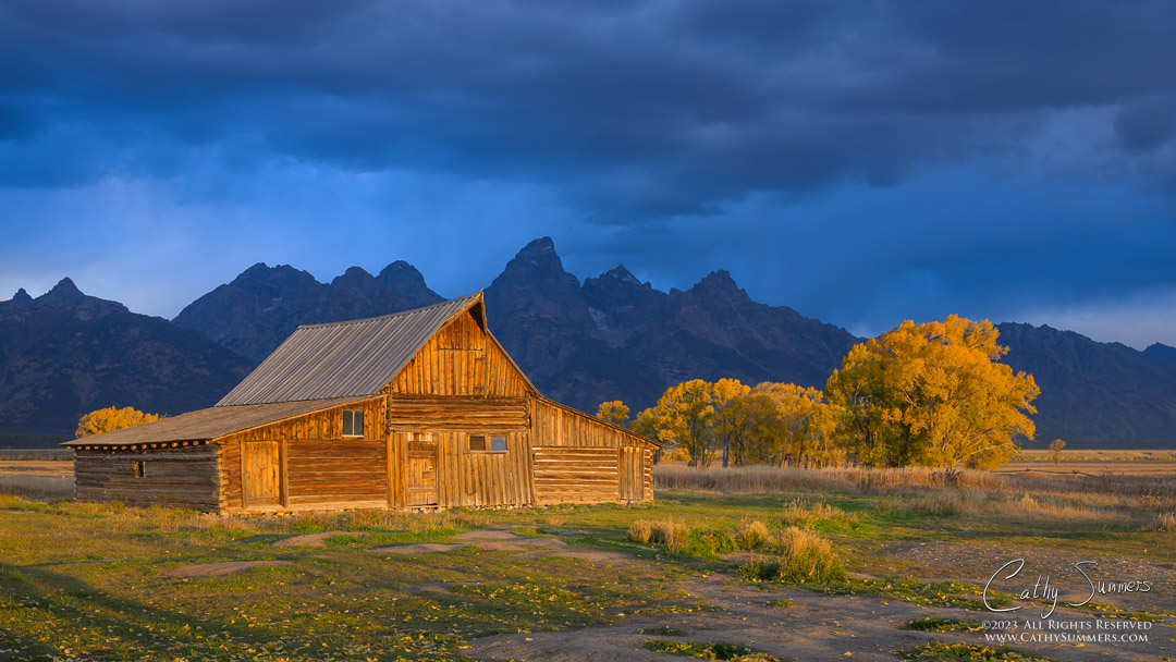 TA Moulton Barn at Sunrise with Storm Clouds Over the Tetons