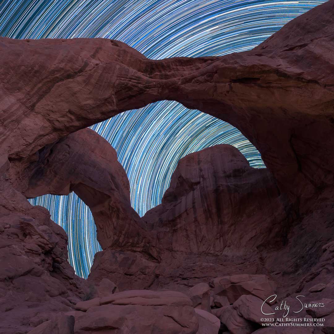 Star Trails in Double Arch, Arches National Park