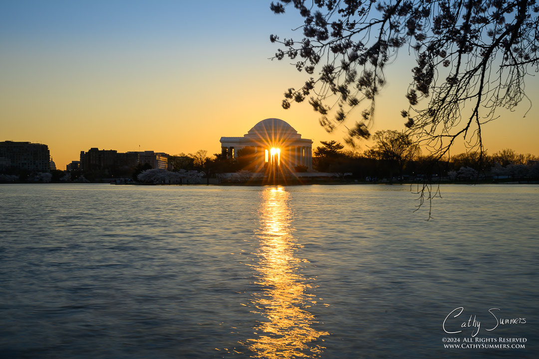Rising Sun Shines Through the Jefferson Memorial