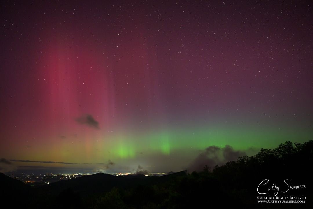 20240511_NZ94338: clouds, Shenandoah National Park, Blue Ridge Mountains, night, stars, astrophotography, aurora borealis