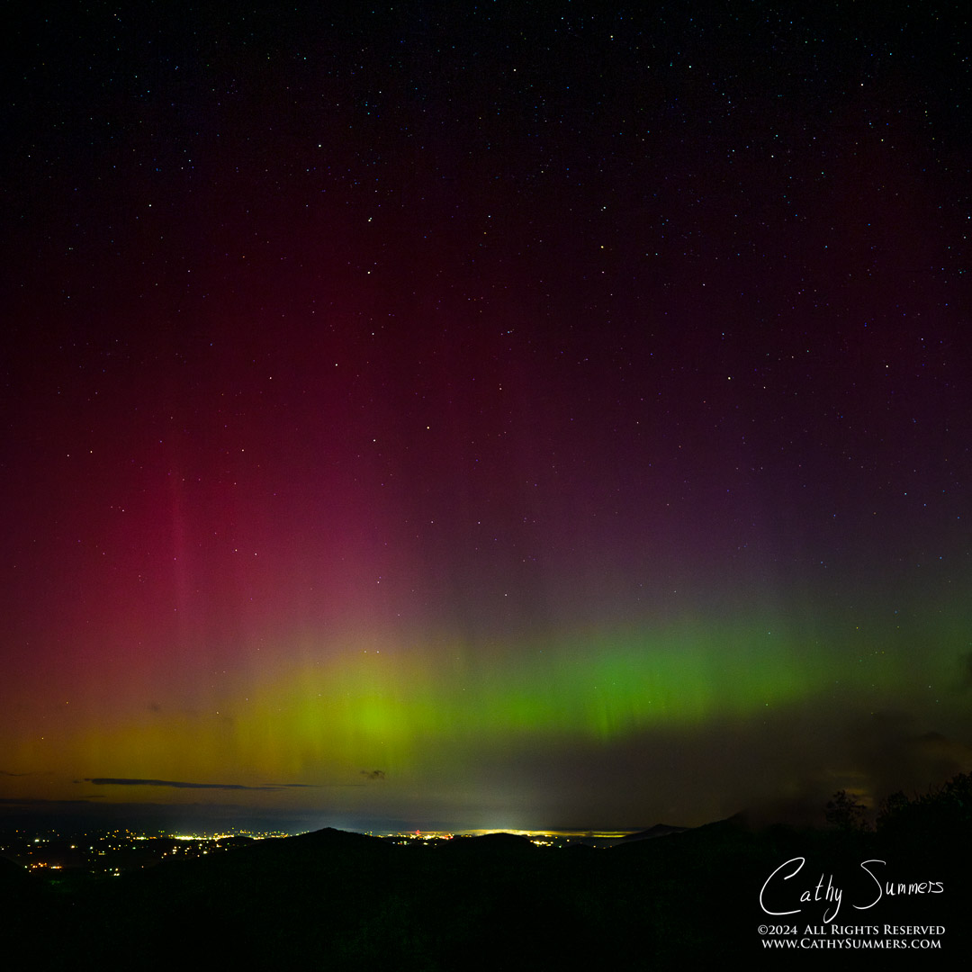 20240511_NZ94404-Enhanced-NR: clouds, Shenandoah National Park, Blue Ridge Mountains, night, stars, astrophotography, aurora borealis