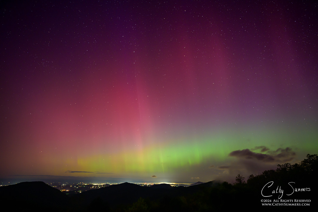 aurora, aurora borealis, northern lights, shenandoah national park, blue ridge mountains