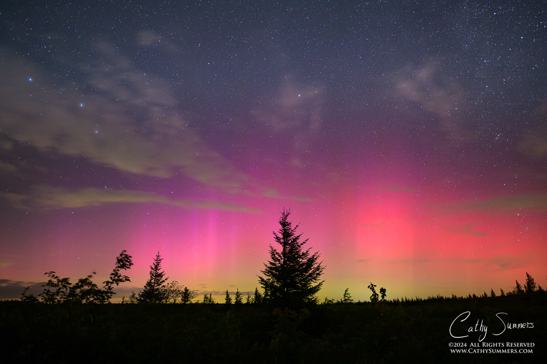 20240811_NZ90076: clouds, horizontal, Dolly Sods, Bear Rocks, night, stars, astrophotography, aurora borealis