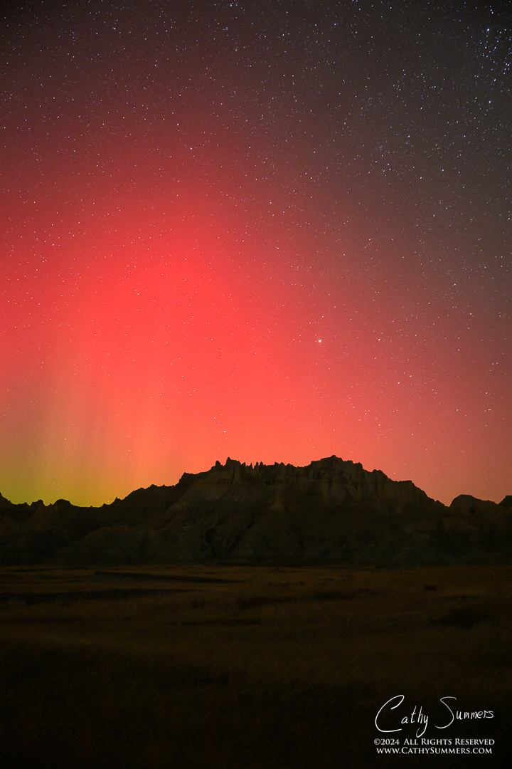 20241006_NZ80034-2: night, stars, astrophotography, Badlands National Park, aurora borealis