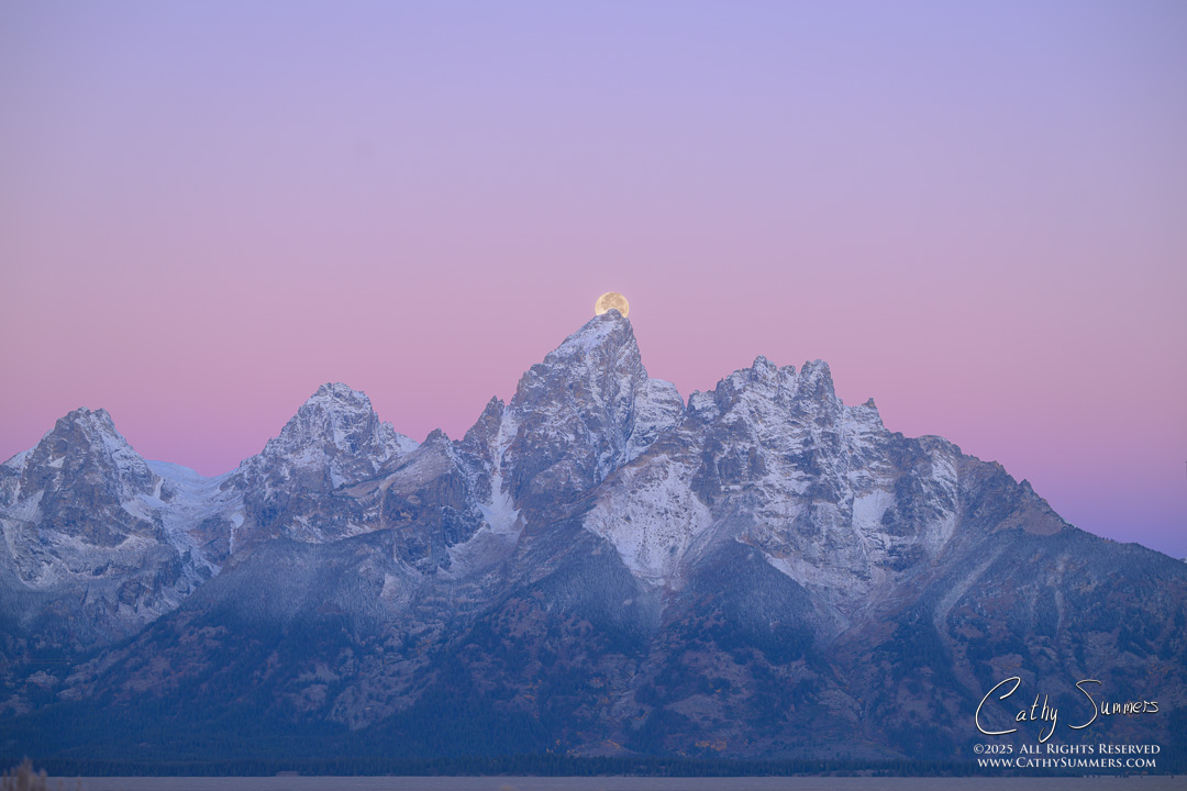 Harvest Moon Sets Over the Grand Teton