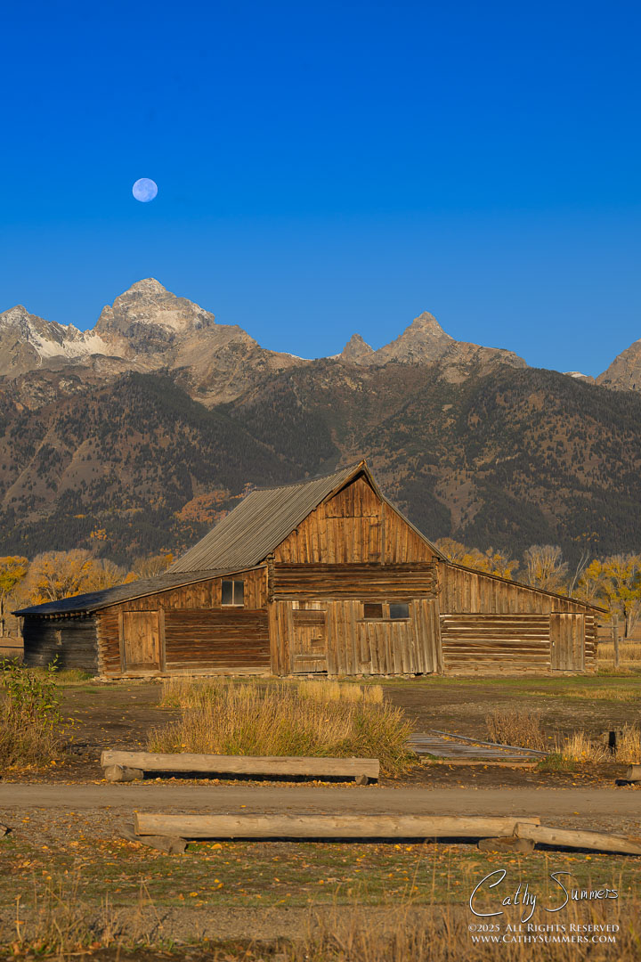 Moon Setting Over the TA Moulton Barn, Grand Teton National Park